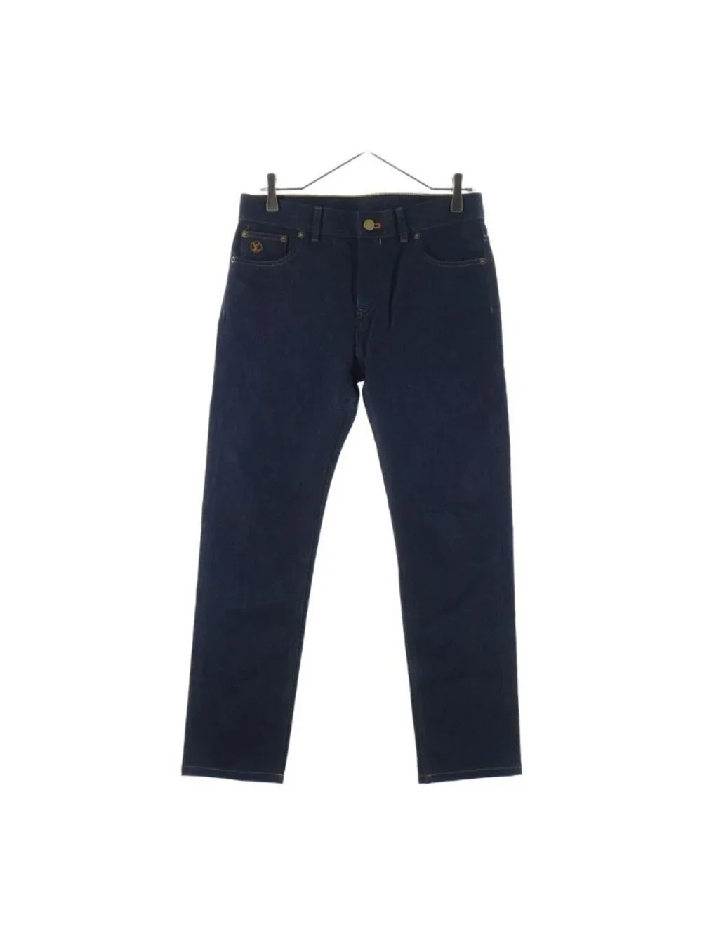 Louis Vuitton Slim Stretch Pants Monogram Patch Denim Indigo